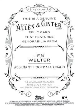 2016 Topps Allen & Ginter - Relic Full-Size Design A #FSRA-JW Jen Welter Back