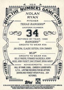 2016 Topps Allen & Ginter - The Numbers Game #NG-9 Nolan Ryan Back