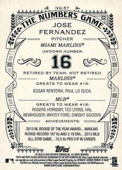 2016 Topps Allen & Ginter - The Numbers Game #NG-57 Jose Fernandez Back