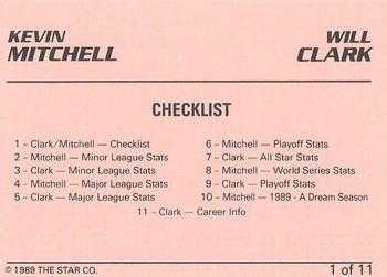 1989 Star Kevin Mitchell / Will Clark #1 Kevin Mitchell / Will Clark Back