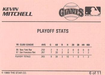 1989 Star Kevin Mitchell / Will Clark #6 Kevin Mitchell Back