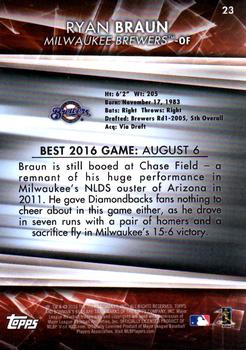 2016 Bowman's Best #23 Ryan Braun Back