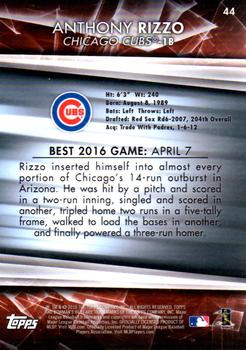 2016 Bowman's Best #44 Anthony Rizzo Back