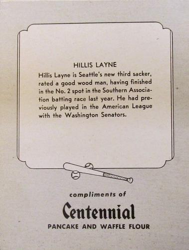 1947 Centennial Flour Seattle Rainiers #NNO Hillis Layne Back