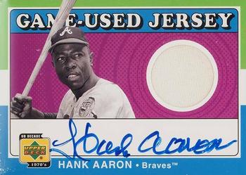 2001 Upper Deck Decade 1970's - Game-Used Jerseys Autographed #SJ-HA Hank Aaron Front