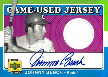 2001 Upper Deck Decade 1970's - Game-Used Jerseys Autographed #SJ-JB Johnny Bench  Front