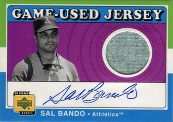2001 Upper Deck Decade 1970's - Game-Used Jerseys Autographed #SJ-SB Sal Bando  Front