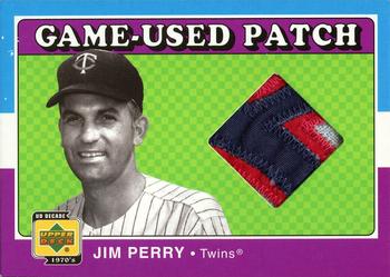 2001 Upper Deck Decade 1970's - Game-Used Patches #P-JP Jim Perry  Front