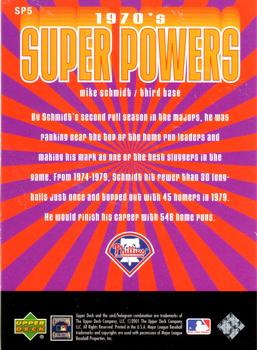 2001 Upper Deck Decade 1970's - 1970's Super Powers #SP5 Mike Schmidt  Back