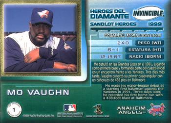 1999 Pacific Invincible - Sandlot Heroes #1 Mo Vaughn  Back