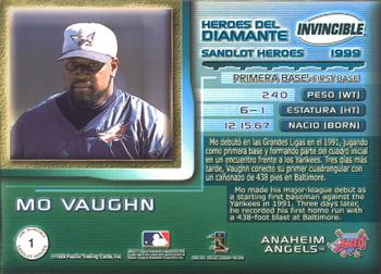 1999 Pacific Invincible - Sandlot Heroes #1 Mo Vaughn  Back