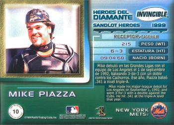 1999 Pacific Invincible - Sandlot Heroes #10 Mike Piazza  Back