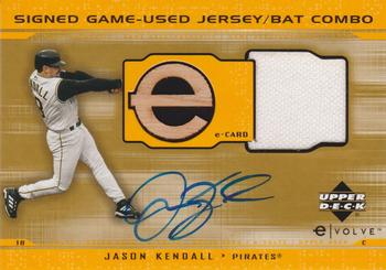 2001 Upper Deck Evolution - e-Card Game-Used Jersey/Bat Autograph Exchange #JB-JK Jason Kendall  Front