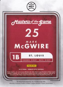 2016 Donruss Optic - Masters of the Game #MG7 Mark McGwire Back