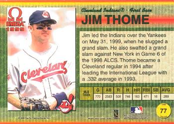 1999 Pacific Omega #77 Jim Thome Back