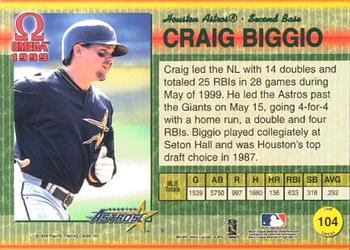 1999 Pacific Omega #104 Craig Biggio Back