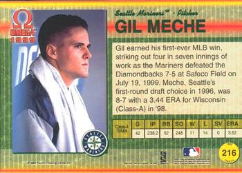 1999 Pacific Omega #216 Gil Meche Back