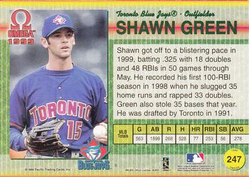 1999 Pacific Omega #247 Shawn Green Back