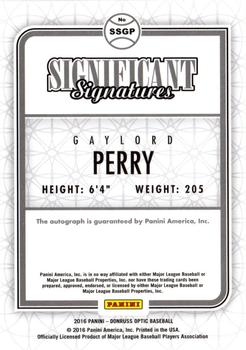 2016 Donruss Optic - Significant Signatures #SSGP Gaylord Perry Back