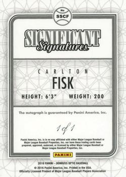 2016 Donruss Optic - Significant Signatures Gold Vinyl #SSCF Carlton Fisk Back