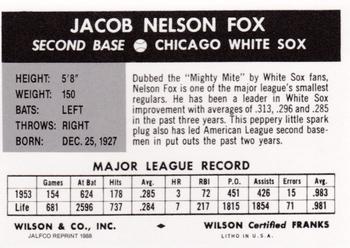 1988 JALFCO 1954 Wilson Franks Reprints #NNO Nellie Fox Back