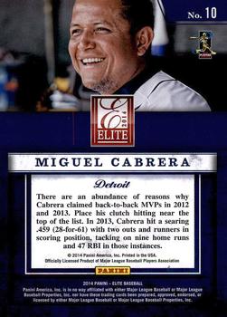 2014 Donruss - Elite Series #10 Miguel Cabrera Back