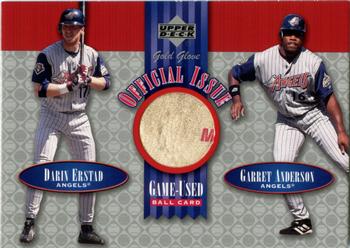 2001 Upper Deck Gold Glove - Official Issue Game-Used Balls #OI-EA Darin Erstad / Garret Anderson Front