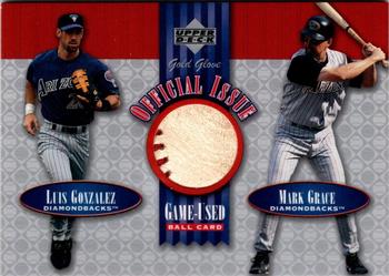 2001 Upper Deck Gold Glove - Official Issue Game-Used Balls #OI-GG Luis Gonzalez / Mark Grace Front