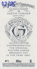 2016 Topps Allen & Ginter - Mini A & G Brooklyn Back #108 Justin Turner Back