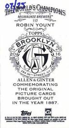 2016 Topps Allen & Ginter - Mini A & G Brooklyn Back #117 Robin Yount Back