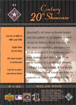 2001 Upper Deck Hall of Famers - 20th Century Showcase #S7 Nolan Ryan  Back