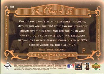 2001 Upper Deck Hall of Famers - The Class of '36 #C3 Christy Mathewson  Back