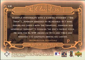 2001 Upper Deck Hall of Famers - The Class of '36 #C4 Walter Johnson  Back