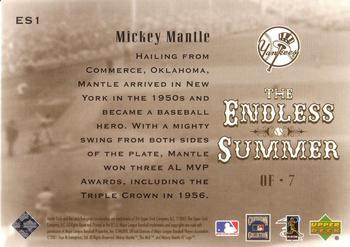 2001 Upper Deck Hall of Famers - Endless Summer #ES1 Mickey Mantle  Back