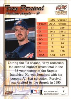 1999 Pacific Paramount #7 Troy Percival Back