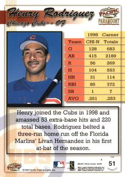 1999 Pacific Paramount #51 Henry Rodriguez Back