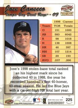 1999 Pacific Paramount #225 Jose Canseco Back