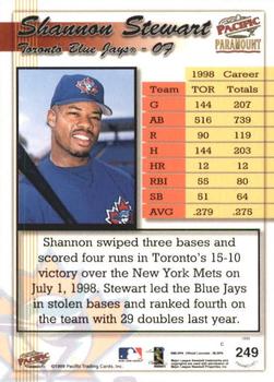 1999 Pacific Paramount #249 Shannon Stewart Back