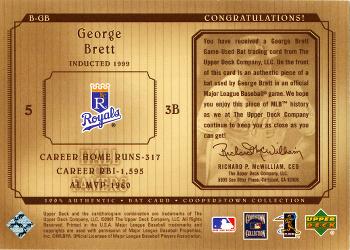 2001 Upper Deck Hall of Famers - Game-Used Bats #B-GB George Brett Back