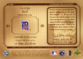 2001 Upper Deck Hall of Famers - Game-Used Bats #B-GK George Kell  Back