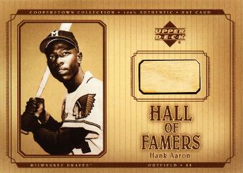 2001 Upper Deck Hall of Famers - Game-Used Bats #B-HA Hank Aaron Front