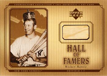 2001 Upper Deck Hall of Famers - Game-Used Bats #B-MM Mickey Mantle  Front