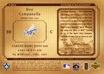 2001 Upper Deck Hall of Famers - Game-Used Bats #B-RCa Roy Campanella  Back