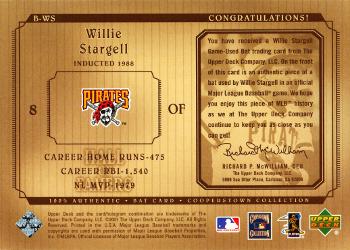 2001 Upper Deck Hall of Famers - Game-Used Bats #B-WS Willie Stargell  Back
