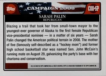 2008 Topps Updates & Highlights - Campaign 2008 #C08-SP Sarah Palin Back
