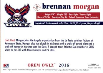 2016 Grandstand Orem Owlz #NNO Brennan Morgan Back