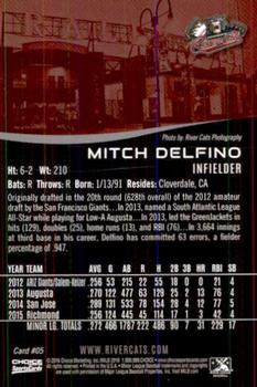 2016 Choice Sacramento River Cats #05 Mitch Delfino Back