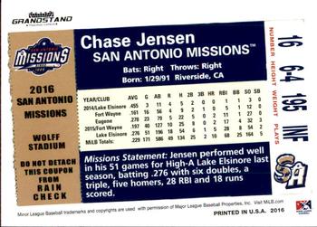 2016 Grandstand San Antonio Missions #NNO Chase Jensen Back