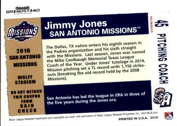 2016 Grandstand San Antonio Missions #NNO Jimmy Jones Back