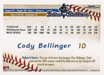 2016 Grandstand Tulsa Drillers #NNO Cody Bellinger Back